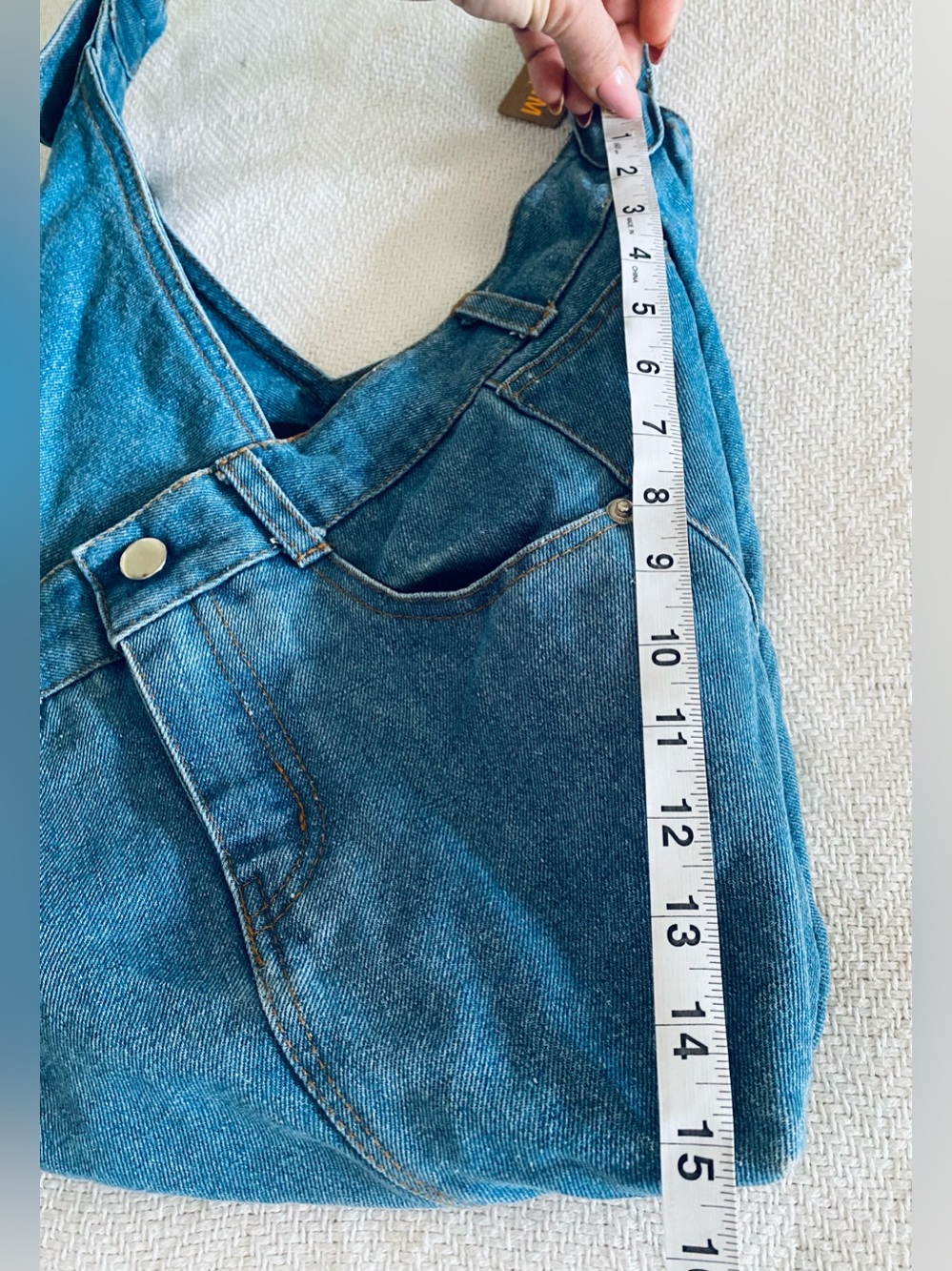 Denim Shoulder Hobo Bag in Blue - Picture 12 of 14